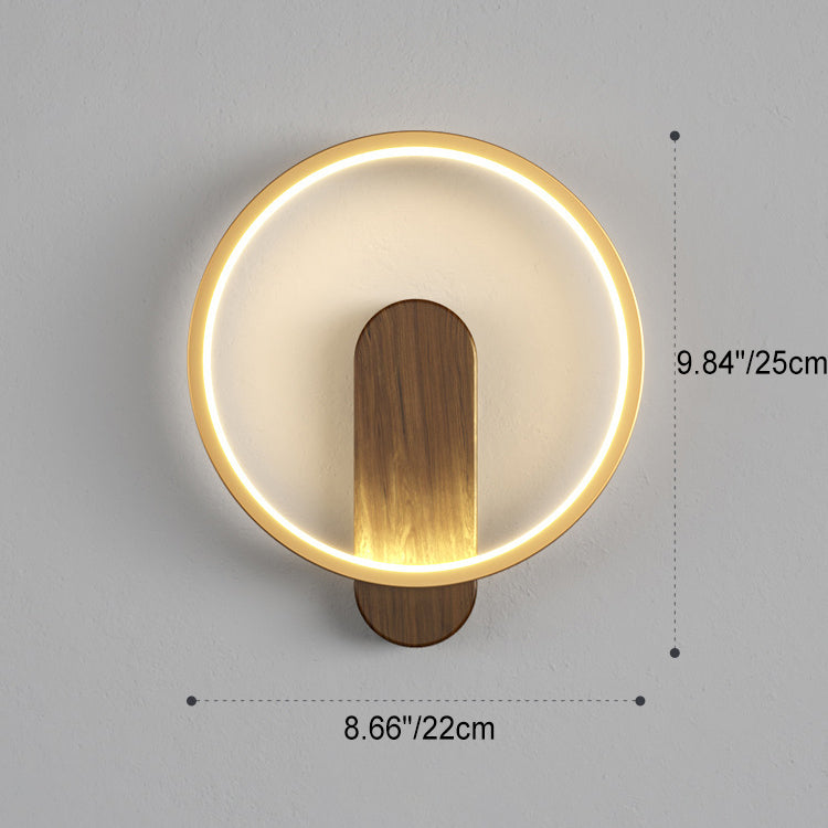 Moderne minimalistische runde ovale Holzmaserung Eisen LED Wandleuchte Lampe für Wohnzimmer 