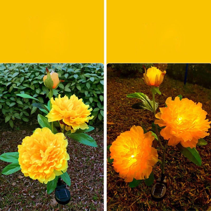 Contemporary Creative Solar Peony Flower LED Waterproof Lawn Landscape Insert Light For Outdoor Patio