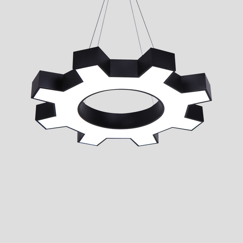 Lustre suspendu à LED avec abat-jour en acrylique et engrenage en fer créatif contemporain pour salle de divertissement 