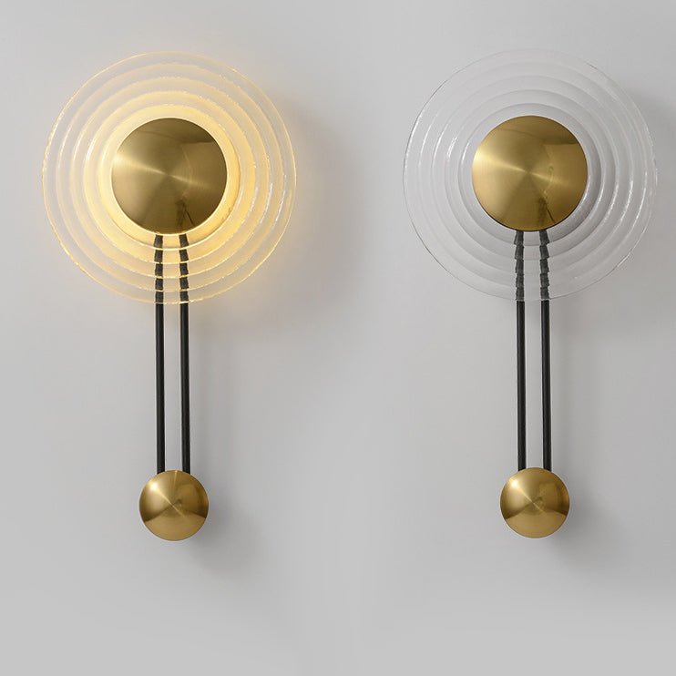 Zeitgenössische nordische runde Wasserkräuselungsglas-Eisen-LED-Wandleuchterlampe für Wohnzimmer