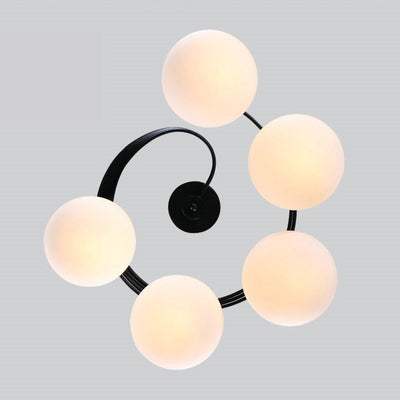 Moderne minimalistische geschwungene Linie ovale Eisenglas 3/5 Licht Halbbündige Deckenleuchte für Wohnzimmer 