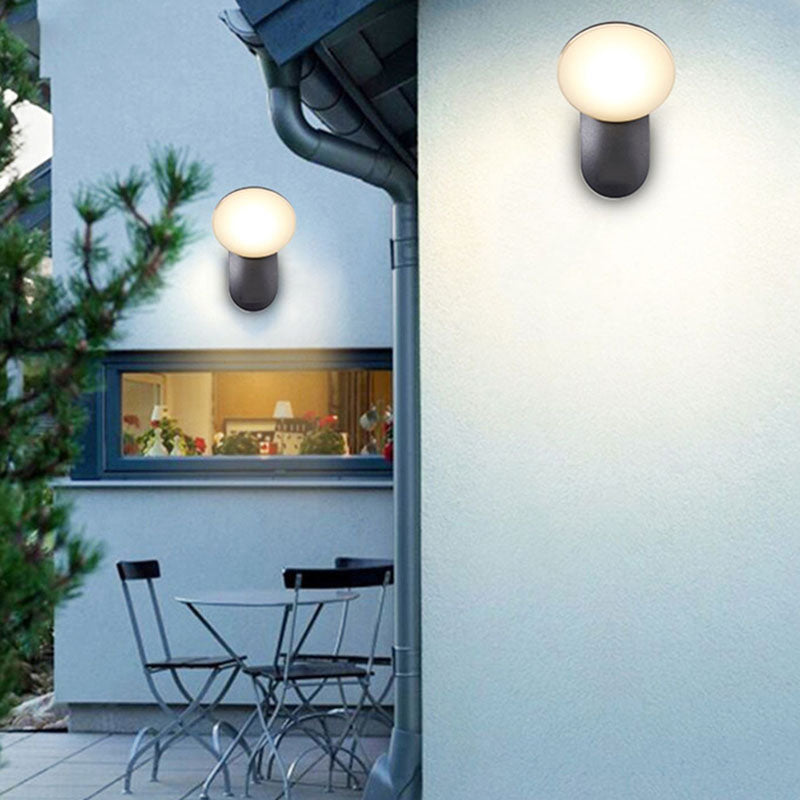 Contemporary Industrial Waterproof Aluminum PC Round Shade LED Wall Sconce Lamp For Garden