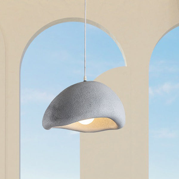 Lámpara colgante de 1 luz con textura de piedra de simulación de resina japonesa tradicional para sala de estar 