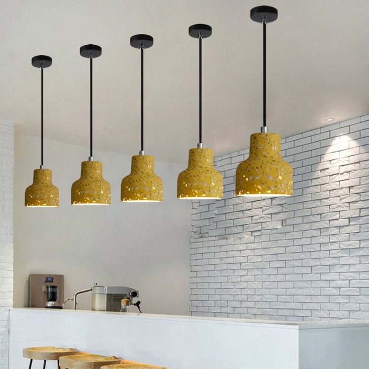 Suspension contemporaine scandinave ronde en terrazzo jade à 1 lumière pour salon 