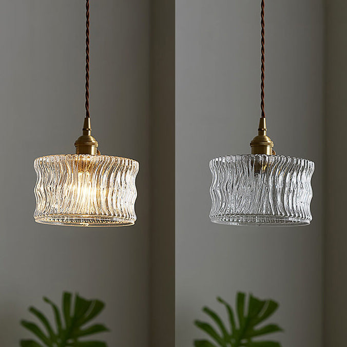 Moderne minimalistische Laterne geschnitztes Glas Kupfer 1-Licht Pendelleuchte 