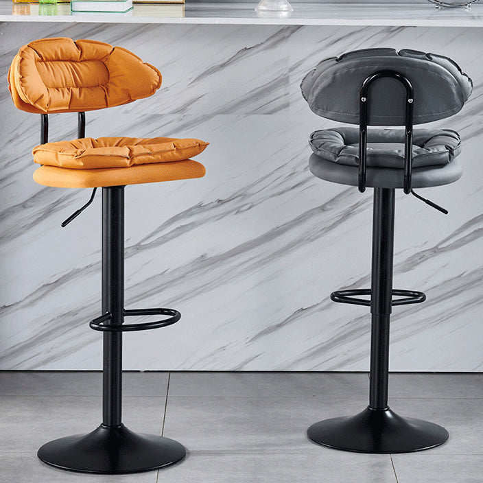 Taburete de mostrador semicircular con respaldo y reposapiés de esponja SGS de tela de simplicidad moderna para cocina 