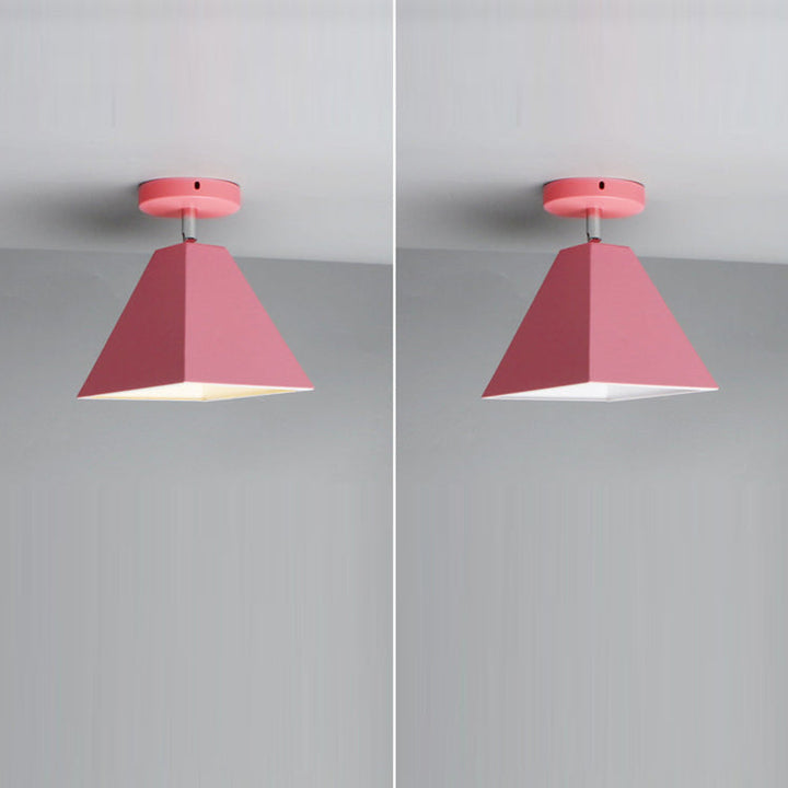 Contemporary Creative Trapezoid Iron 1-Light Semi-Flush Mount Ceiling Light For Living Room