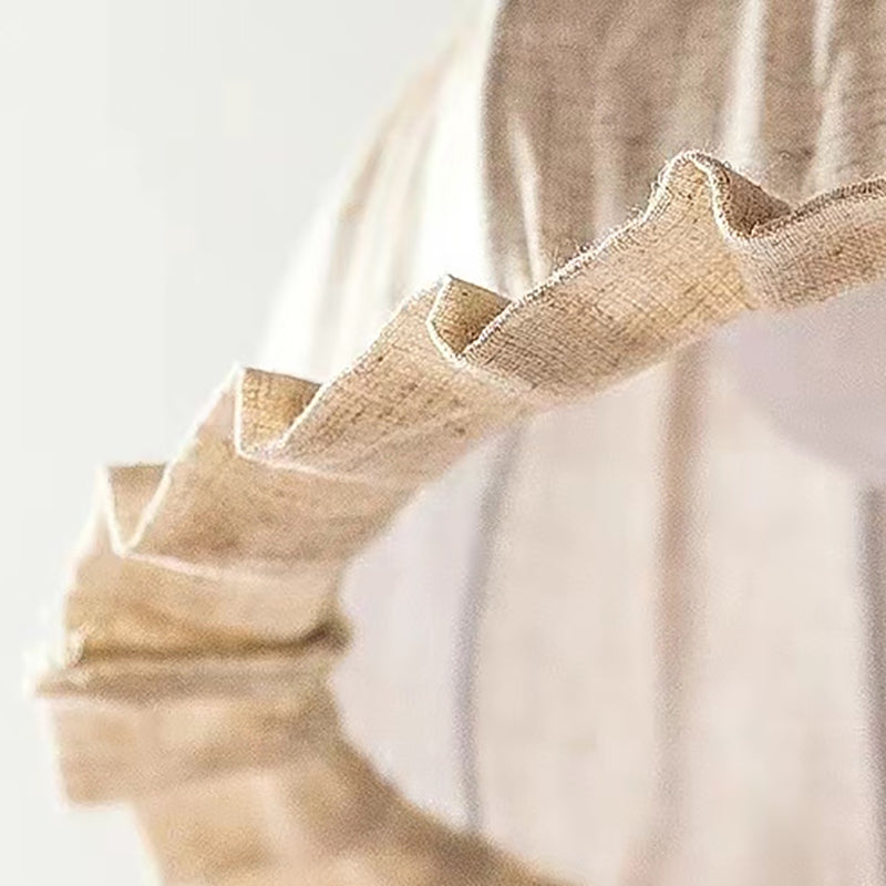 Zeitgenössische Retro Halbkugelförmige Spitze Massivholz Stoff 1-Licht Pendelleuchte Für Schlafzimmer 