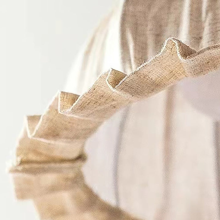 Zeitgenössische Retro Halbkugelförmige Spitze Massivholz Stoff 1-Licht Pendelleuchte Für Schlafzimmer 