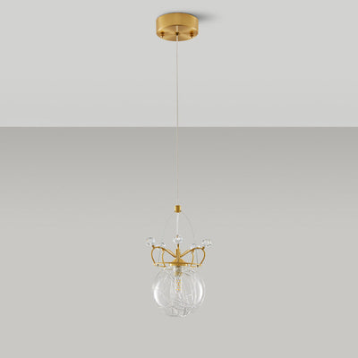 Moderne Luxus Crown Orb Alle Messing Glas 1-Licht Pendelleuchte für Schlafzimmer 