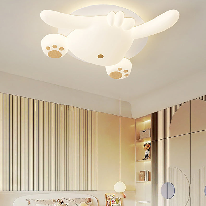 Zeitgenössische kreative Bär Eisen Kunststoff LED Semi-Flush Mount Deckenleuchte für Wohnzimmer 