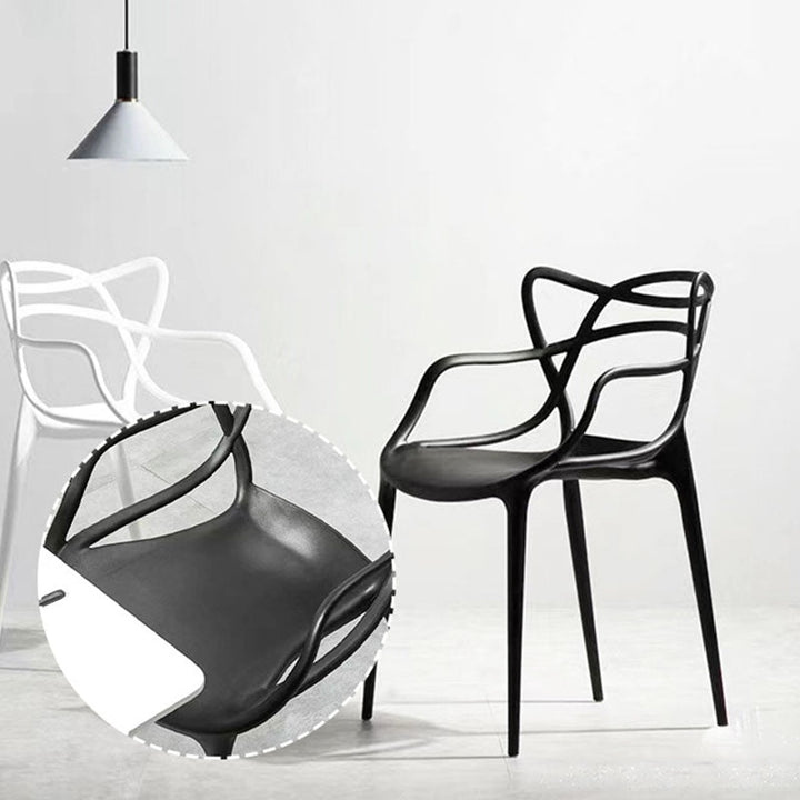 Contemporary Creative Curved Frame PC Plastic Dining Chair Backrest Armrest For Dining Room