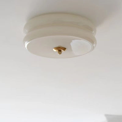 Modern Minimalist Round Iron Glass LED Flush Mount Ceiling Light For Living Room