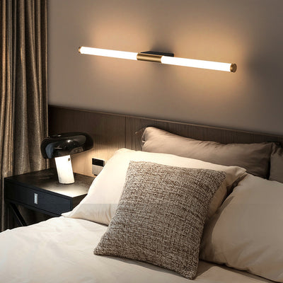 Moderne minimalistische lange Zylinder Rechteck Basis Eisen PC LED Wandleuchte Lampe für Schlafzimmer 