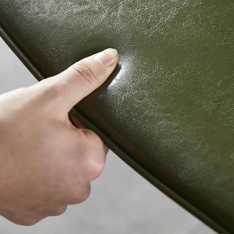 Chaise de salle à manger contemporaine en cuir rembourré avec accoudoir et dossier en bois pour salle à manger 