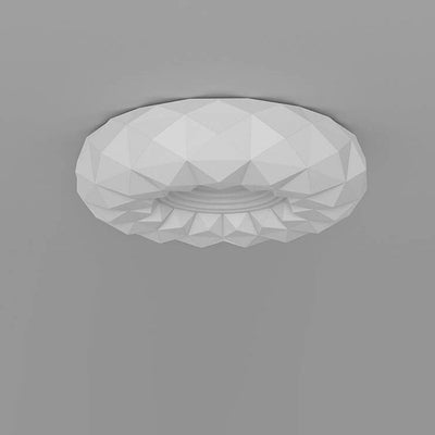 Nordic Minimalist White Round Geometric Texture LED Flush Mount Ceiling Light