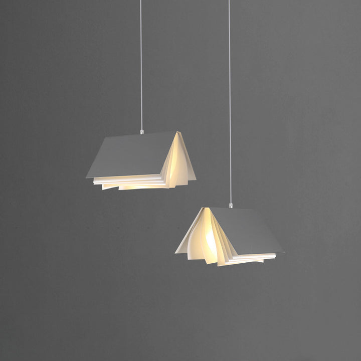 Contemporary Creative Book Shape Iron PC Fabric 1-Light Pendant Light For Living Room