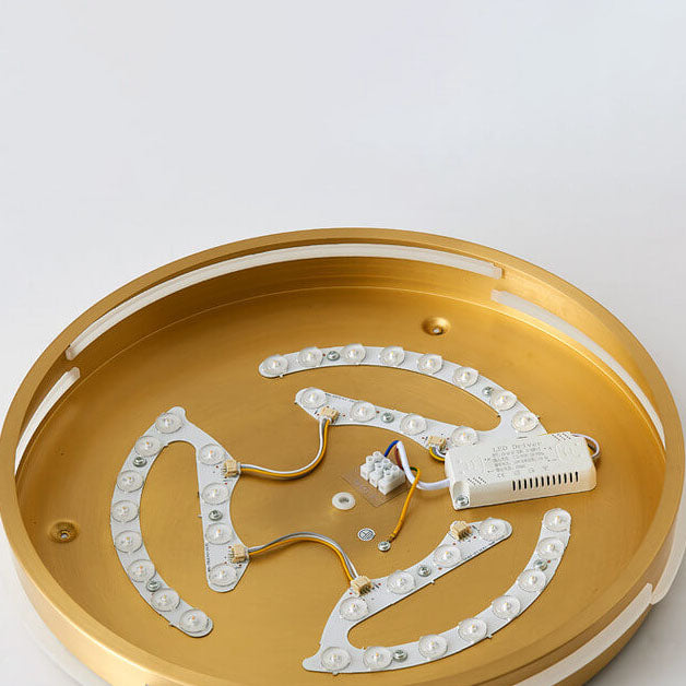 Lumière moderne de luxe ronde en cuivre acrylique LED plafonnier encastré 