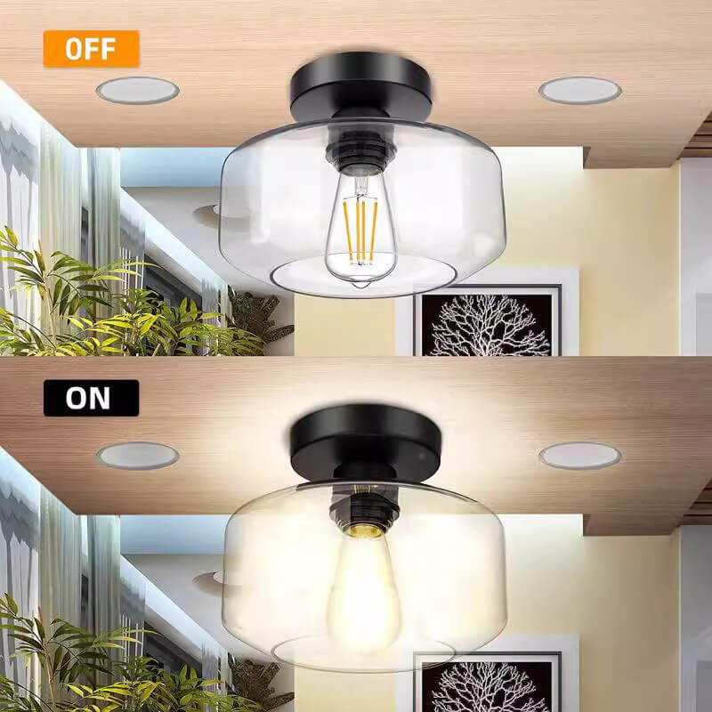Luz de techo semiempotrada de 1 luz de vidrio de simplicidad moderna para dormitorio 