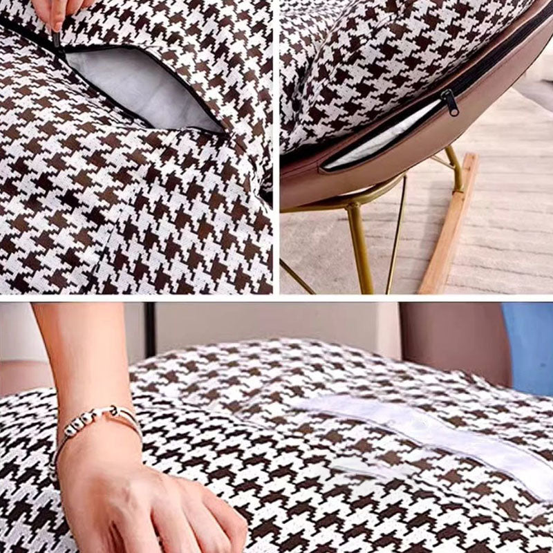 Fauteuil à bascule en velours pied-de-poule nordique contemporain avec dossier en acier au carbone pour salon 