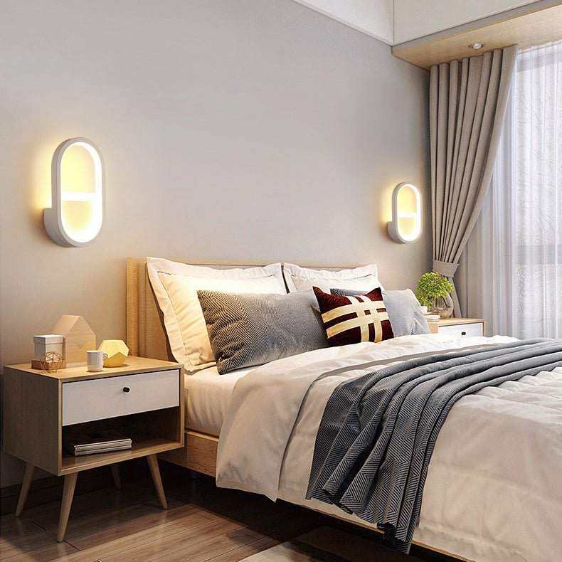 Moderne minimalistische Eisen Silikon elliptische Kreisbogen LED Wandleuchte Lampe für Schlafzimmer 