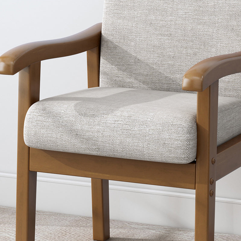 Silla moderna minimalista cuadrada tapizada en tela de algodón y lino con madera maciza para sala de estar 
