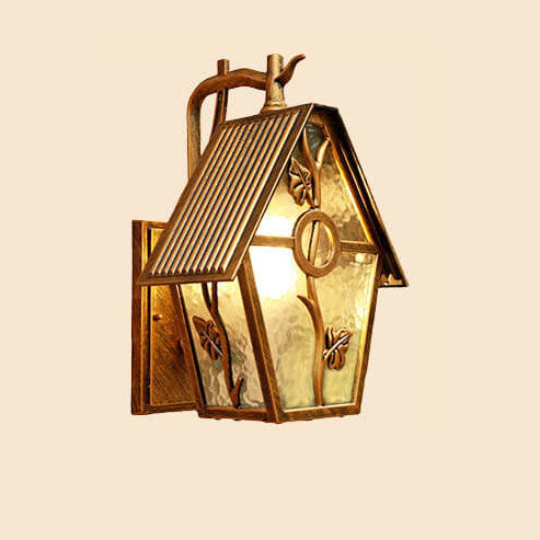 Applique murale extérieure rétro en aluminium étanche avec verre dépoli et 1 lumière 