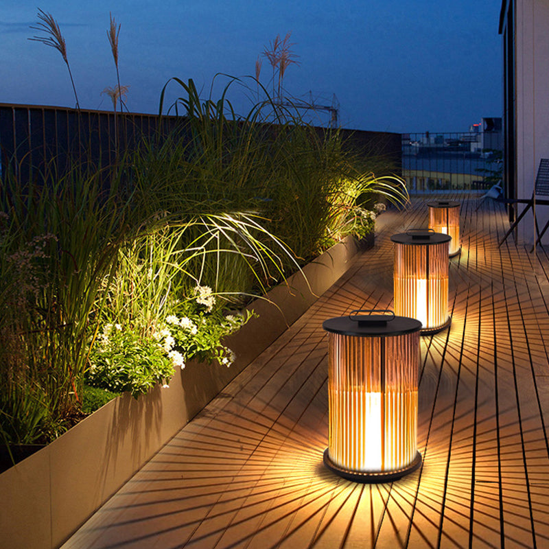 Modern Simplicity Cylinder Glass Steel 1-Light Landscape Light For Outdoor Patio