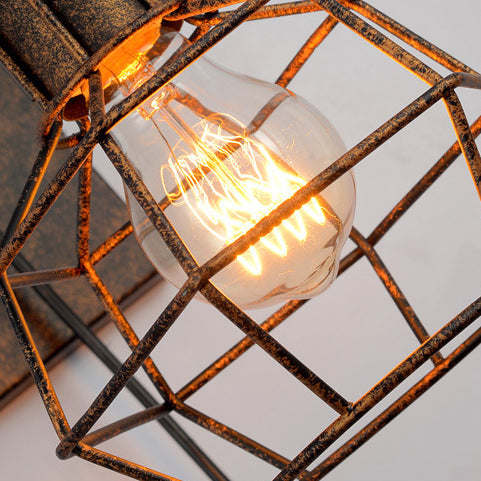 Traditional Vintage Iron Cage Pulley Liftable 1-Light Wall Sconce Lamp For Dining Room