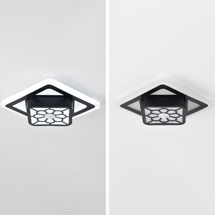 Modern Minimalist Acrylic Iron Floral Square Geometry LED Flush Mount Ceiling Light For Living Room
