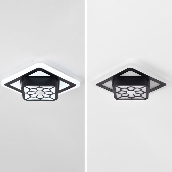 Modern Minimalist Acrylic Iron Floral Square Geometry LED Flush Mount Ceiling Light For Living Room