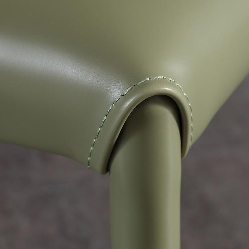 Moderna Minimalista Cuadrada Silla de Comedor de Cuero con Marco de Acero al Carbono Respaldo de Ala Sin Brazos Para Comedor 