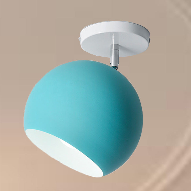 Moderne minimalistische Macaron runde Globus Eisen 1-Licht Semi-Flush Mount Deckenleuchte für Wohnzimmer 