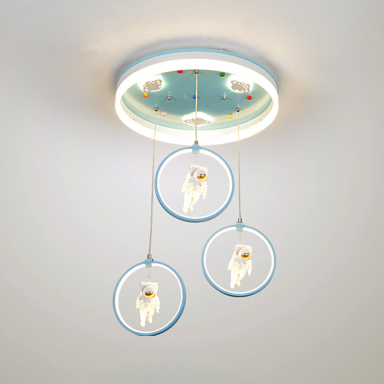 Plafonnier LED en acrylique et fer de style Art Déco moderne rond Astronaute Princesse Fée pour chambre à coucher 