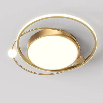 Contemporary Simplicity Acrylic Dual Circle Ring Hardware LED Flush Mount Ceiling Light For Bedroom