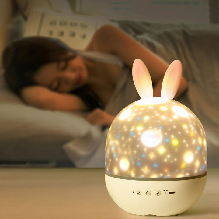 Lampe de table LED ABS ronde pour enfants créatifs contemporains avec lapin et cerf pour chambre 