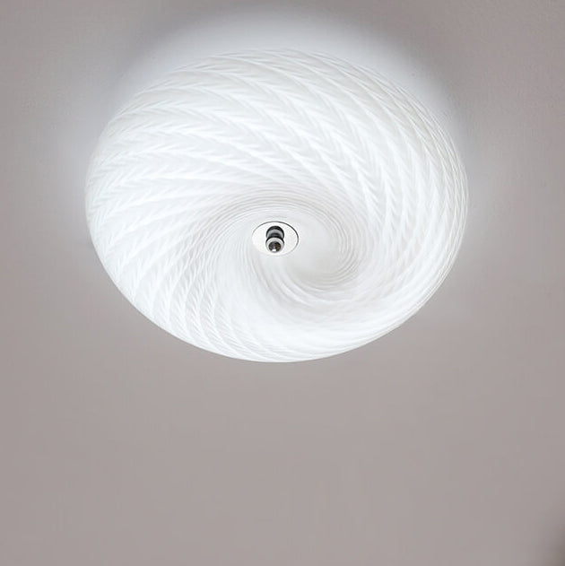 Plafonnier à LED rond en verre texturé blanc vintage nordique 