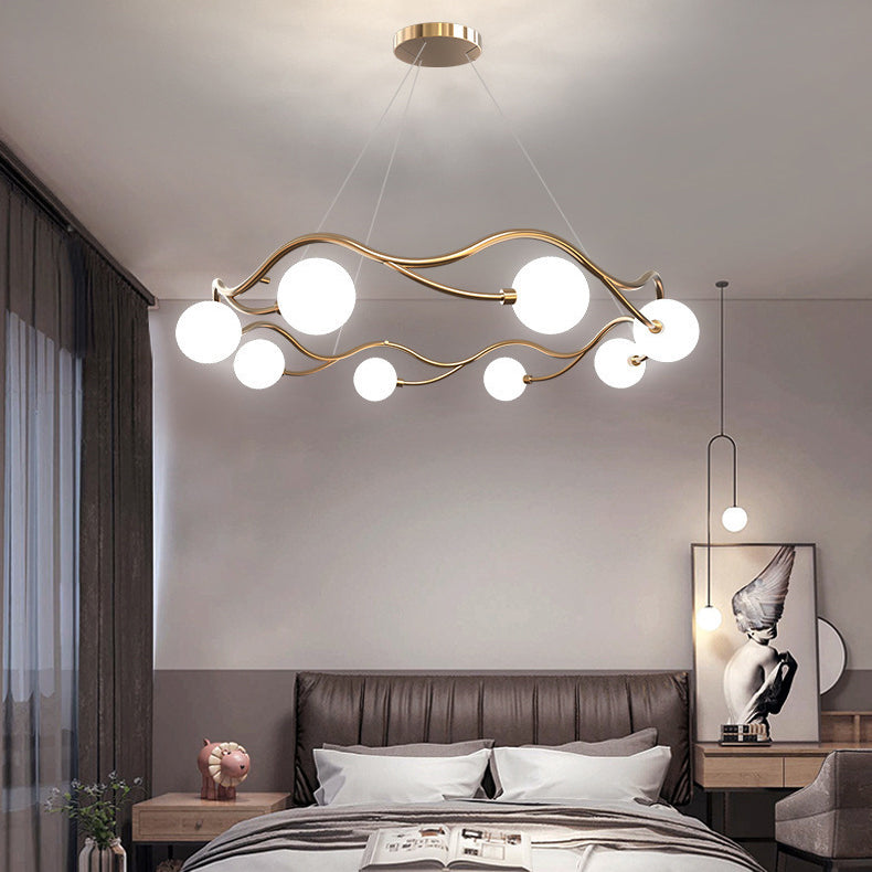 Moderne Nordic Metall Glas Runde Welle Ball Ring 8/10/12 Licht Kronleuchter Für Wohnzimmer 