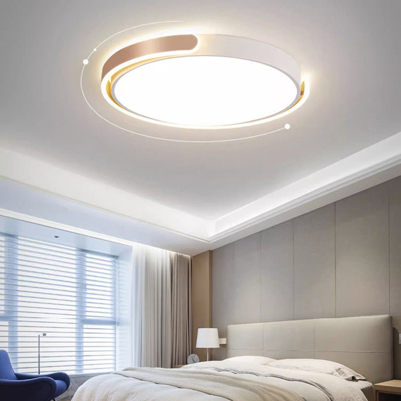Plafonnier LED rond minimaliste moderne en aluminium et acrylique pour chambre 