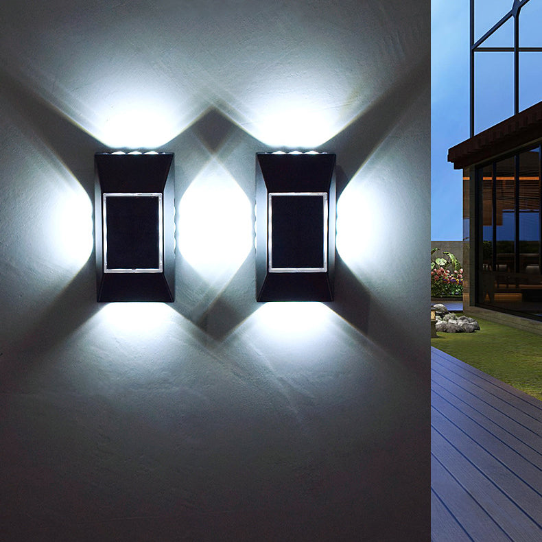 Lampe murale extérieure à LED en plastique ABS rectangulaire avec capteur solaire de modernité et simplicité pour jardin 