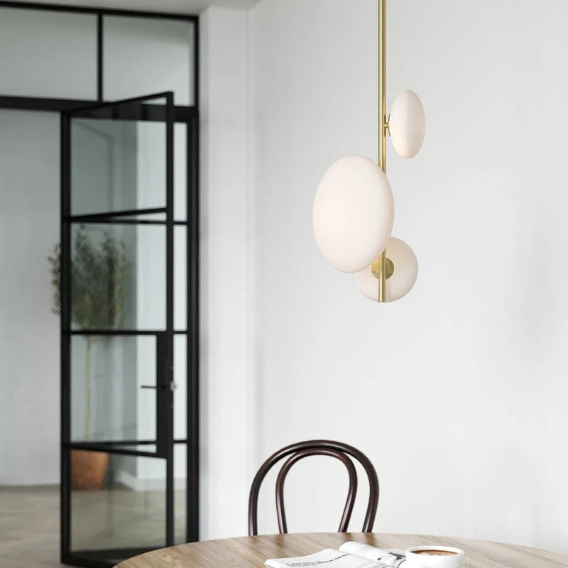 Modern Minimalist Brass Glass Ball 3-Light Chandelier