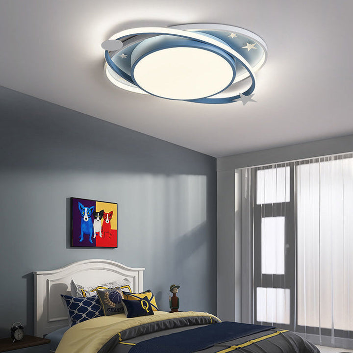 Moderno Arte Deco Noche Estrellada Redondo Ovalado Acrílico Aluminio LED Luz de Techo Empotrada Para Dormitorio 