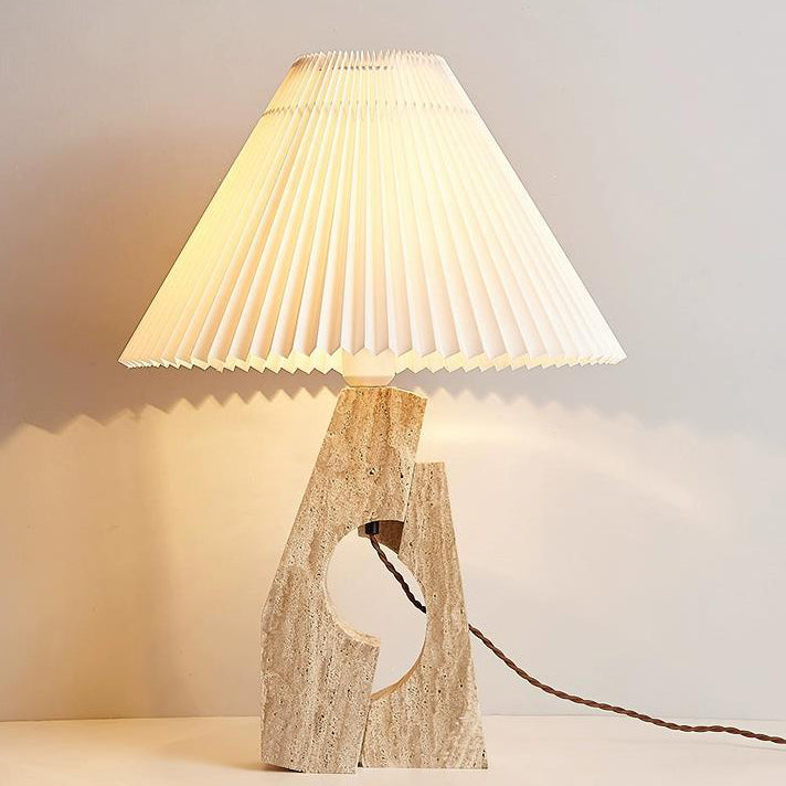 Zeitgenössische kreative Kuppel Stein Stoff 1-Licht Tischlampe für das Studium 