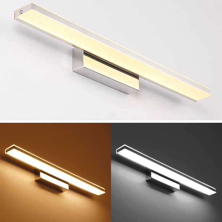 Modern Minimalist Rectangular Column Stainless Steel Anti-Fog Vanity Light LED Wall Sconce Lamp For Bathroom &amp; Living Room