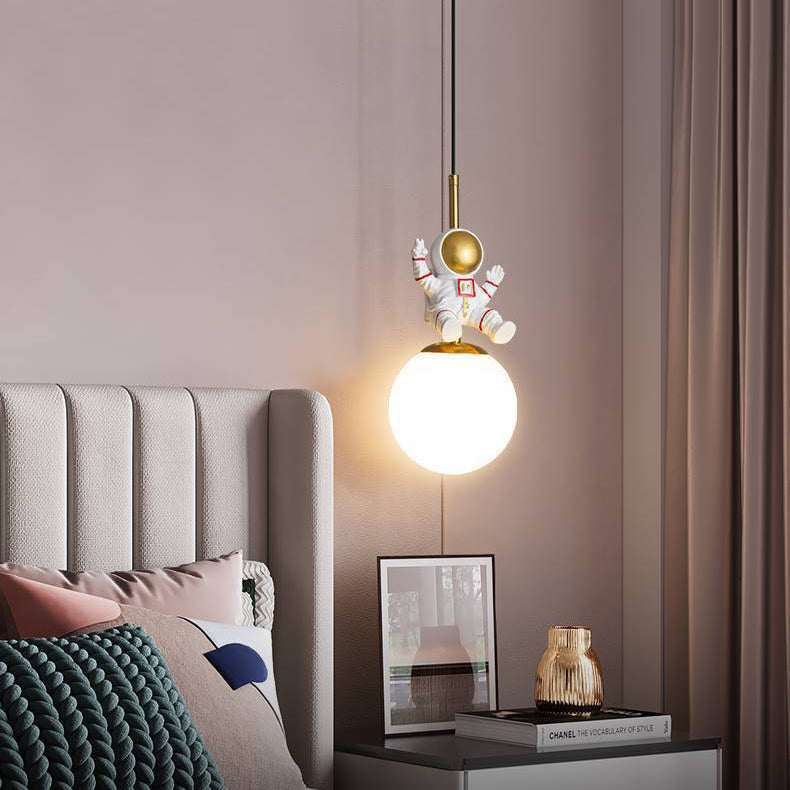 Suspension contemporaine pour enfants nordiques Orb Astronaut en résine de fer 1 lumière pour chambre 