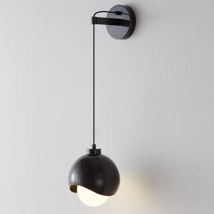 Modern Minimalist Spherical Copper Shade Glass 1-Light Wall Sconce Lamp