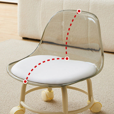 Zeitgenössischer kreativer runder Acryl-Doppelpedestal-Drehstuhl mit Rollen und Rückenlehne für das Wohnzimmer 