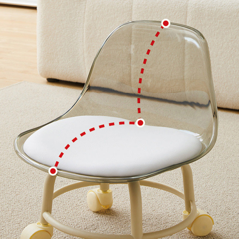 Zeitgenössischer kreativer runder Acryl-Doppelpedestal-Drehstuhl mit Rollen und Rückenlehne für das Wohnzimmer 
