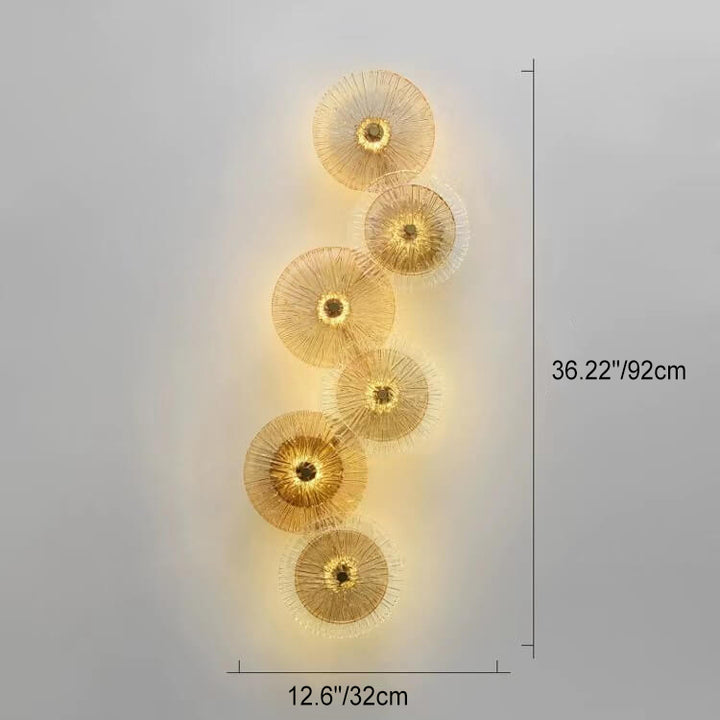 Lámpara de pared LED de hierro con forma de hoja de loto de vidrio de lujo moderno 
