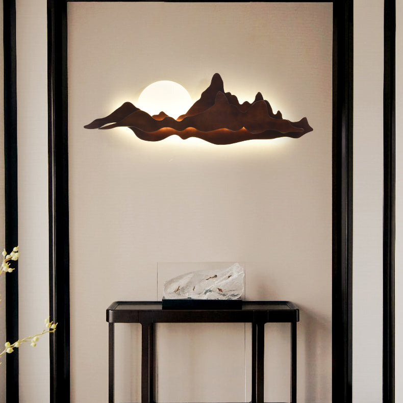 Moderne Art Deco Runde Berg Geformt Holz Acryl LED Wand Leuchte Lampe Für Wohnzimmer 